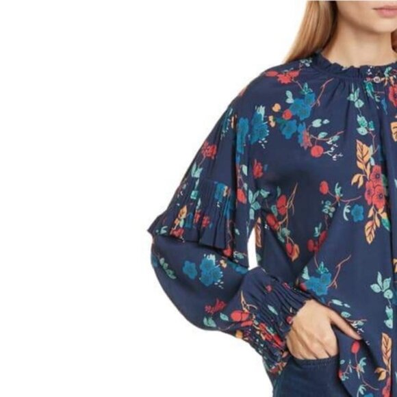 Sea New York Floral Print Ruffle Collar Mari Top Blouse 6 - Picture 12 of 12
